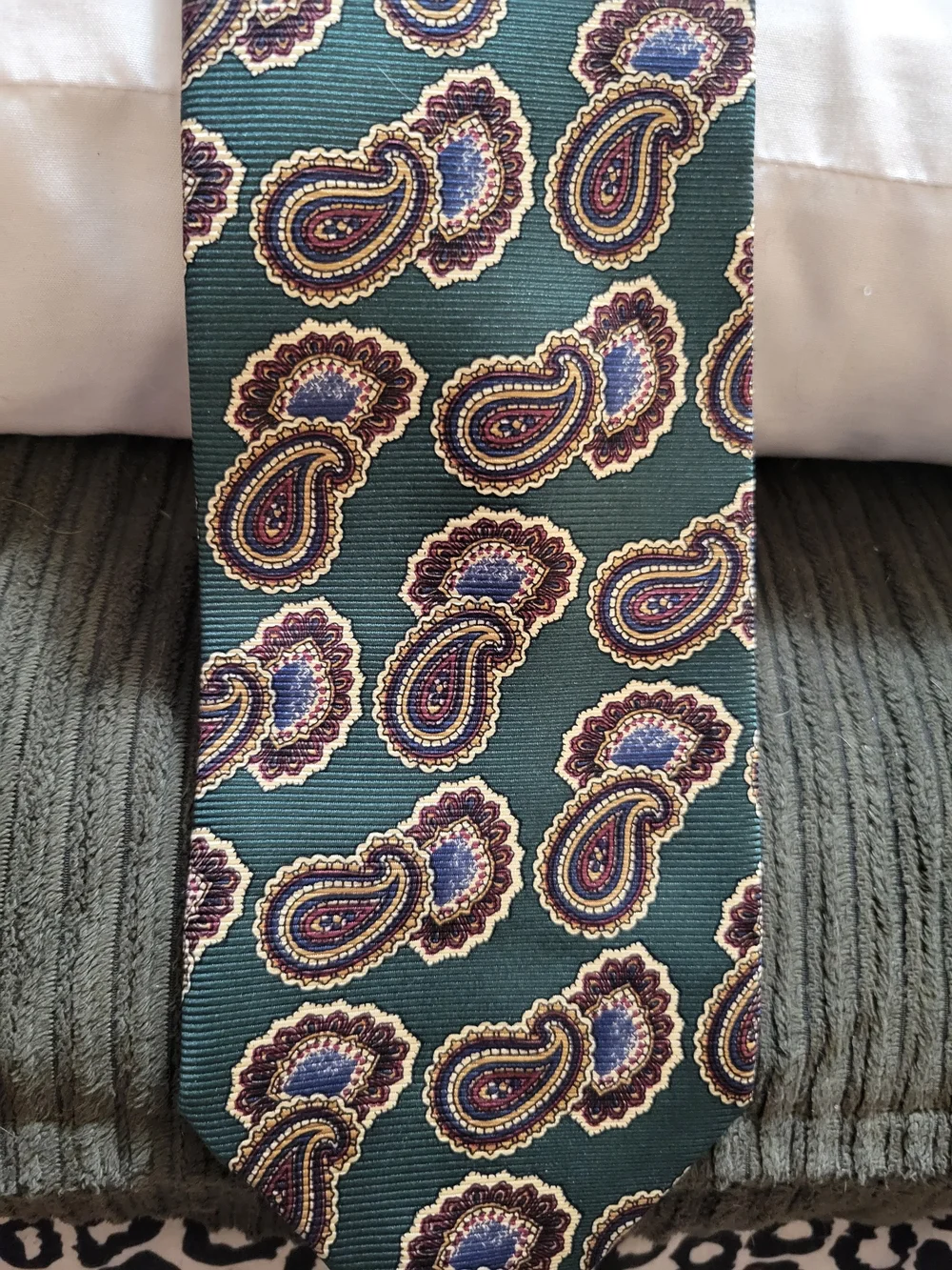 Brixton Green Paisley Silk Tie with Tan and Purple Accents